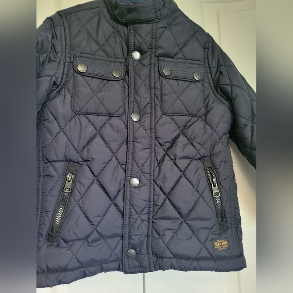 Zara Boys Navy Blue Quilted Jacket Size 5 - Picture 2 of 7